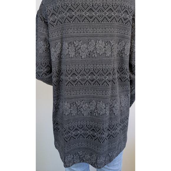 Victorias Secret Country VTG 90s Cardigan Small Oversized Gray Floral Geometric - Picture 7 of 9